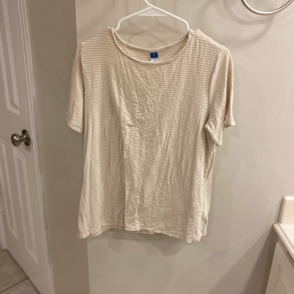 Old Navy Cream Striped Luxe T-Shirt
